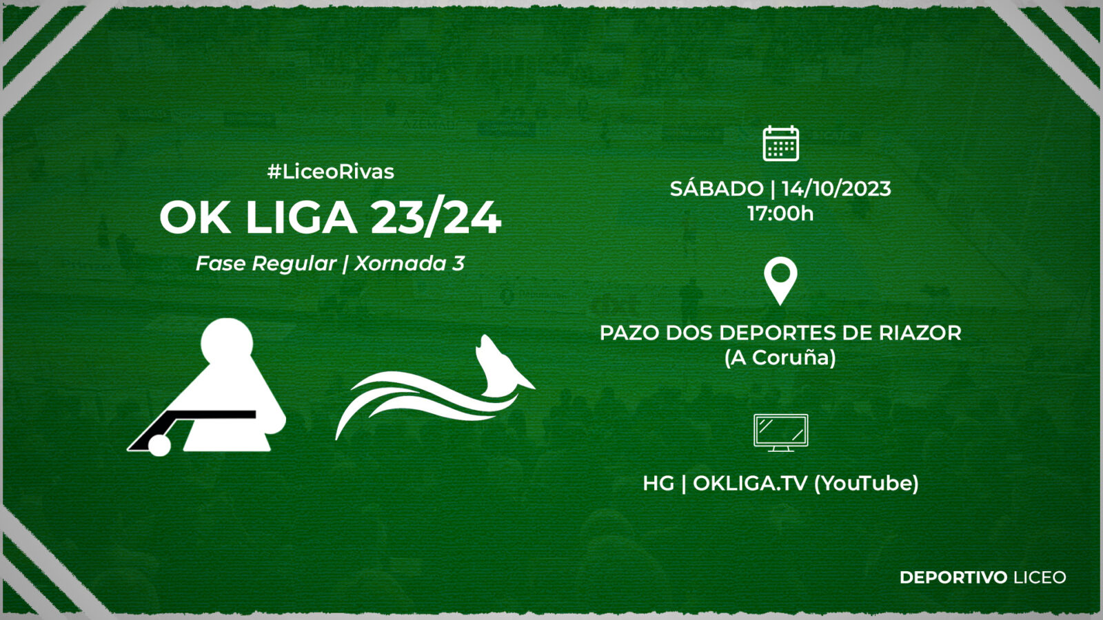 #LiceoRivas | ENTRADAS para la jornada 3 de la OK Liga 23/24 (sábado 14, 17:00h)