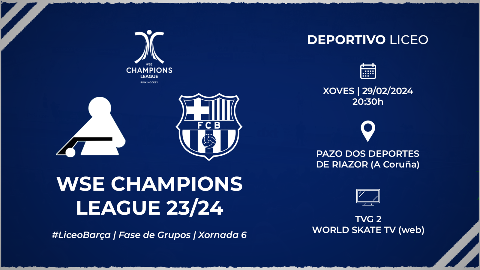 #LiceoBarça | ENTRADAS para a xornada 6 da WSE Champions League 23/24